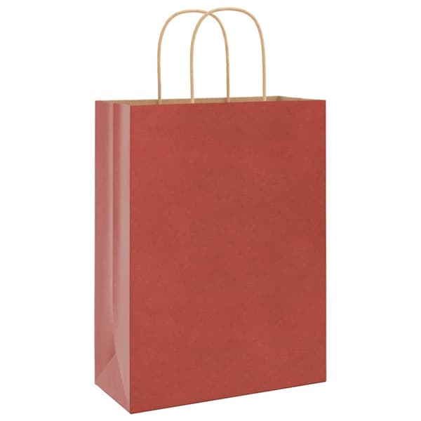 vidaXL Kraftpapperspåsar 250 st med handtag röd 26x12x35 cm
