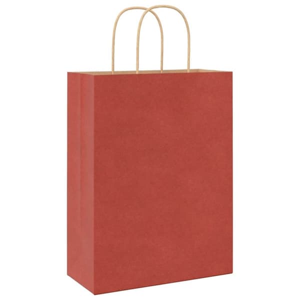 vidaXL Kraftpapperspåsar 250 st med handtag röd 26x12x35 cm