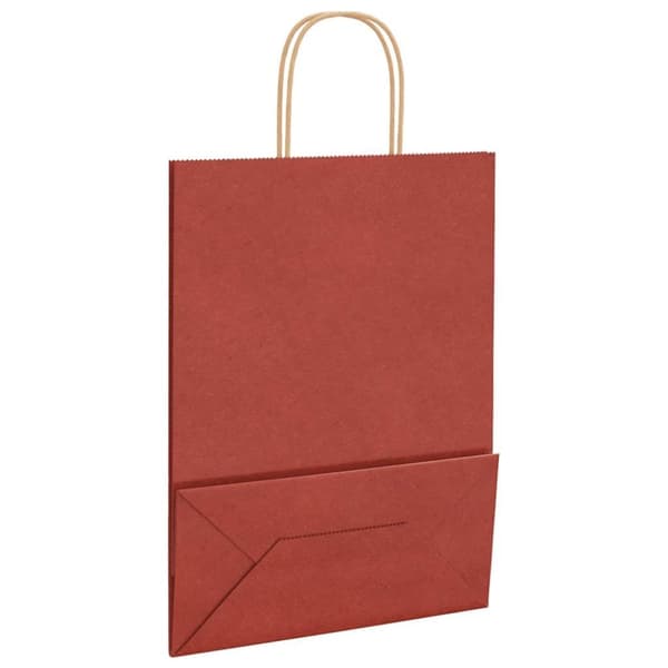 vidaXL Kraftpapperspåsar 250 st med handtag röd 26x12x35 cm