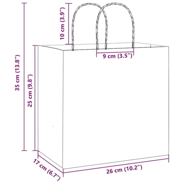 vidaXL Kraftpapperspåsar 50 st med handtag blå 26x17x25 cm