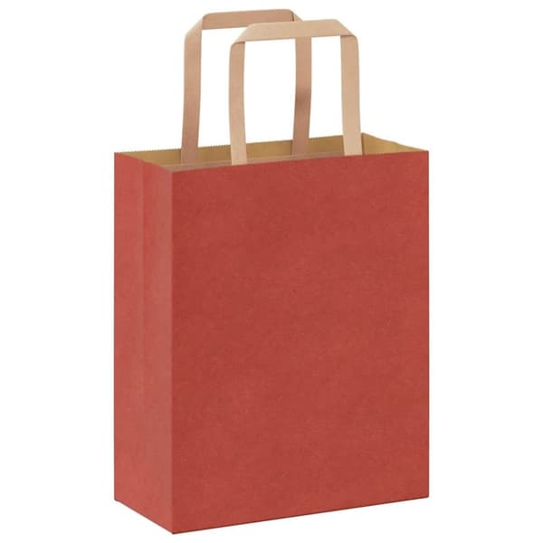 vidaXL Kraftpapperspåsar 50 st med handtag röd 18x8x22 cm