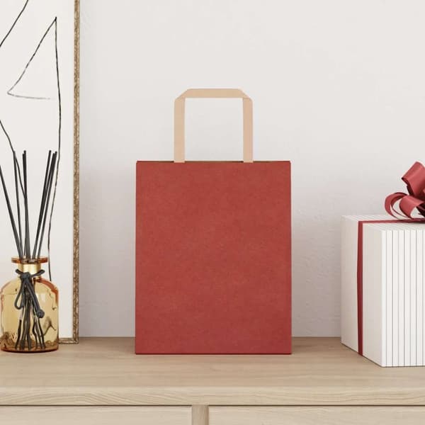 vidaXL Kraftpapperspåsar 50 st med handtag röd 18x8x22 cm