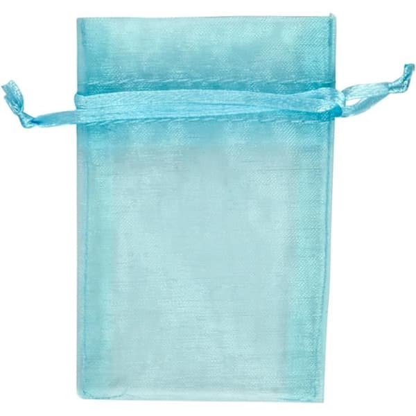 Sachet i organza - Olika färger - 7 x 10 cm - 10 st Ljusblå