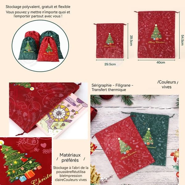 INN Ornaments Set med 4 Julklappspåsar 29,5x39,5cm 40x54,5cm Röda och gröna stilar Julklappspåsar Godispåse