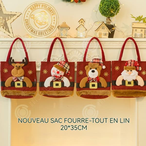 INN Ornaments Set med 4 jultomte presentpåsar Snowman Deer Christmas Tote Bag Presentpåsar och presentpåsar för barn