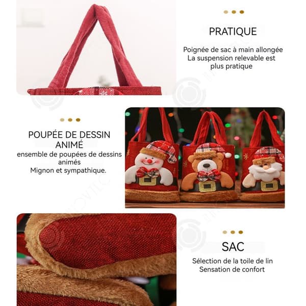 INN Ornaments Set med 4 jultomte presentpåsar Snowman Deer Christmas Tote Bag Presentpåsar och presentpåsar för barn