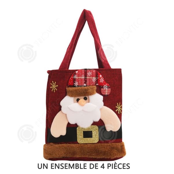 INN Ornaments Set med 4 jultomte presentpåsar Snowman Deer Christmas Tote Bag Presentpåsar och presentpåsar för barn