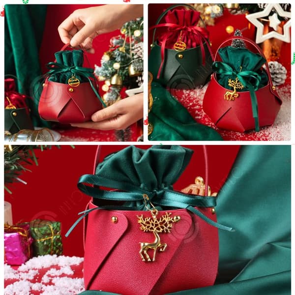 INN Ornaments Set med 4 Creative Christmas Apple Bag Portable Velvet Gift Bag Apple Packaging Box för nyårsafton Nej