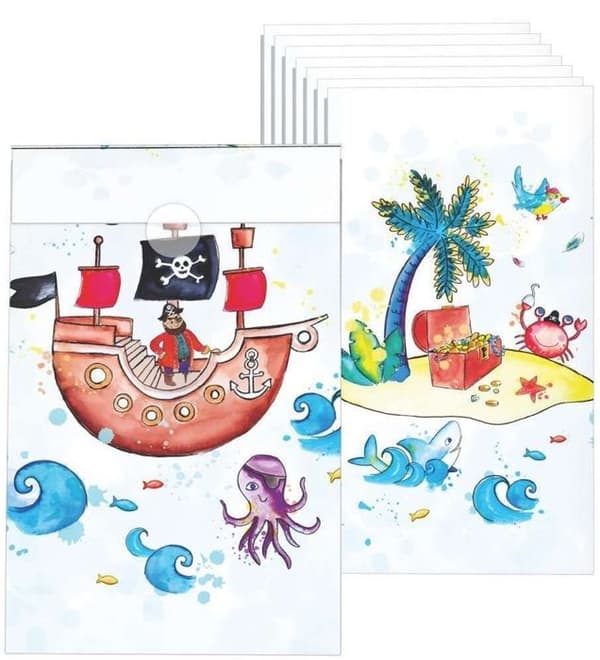 P'TIT Clown re22508 - 8-pack kalasäckar Pirater
