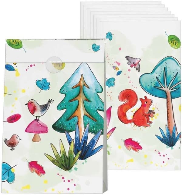 P'TIT Clown re22505 - Pack med 8 påsar födelsedag Djur i skogen