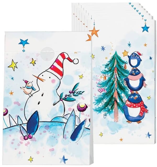 P'TIT Clown re23431 - Set med 8 presentpåsar för juldekoration