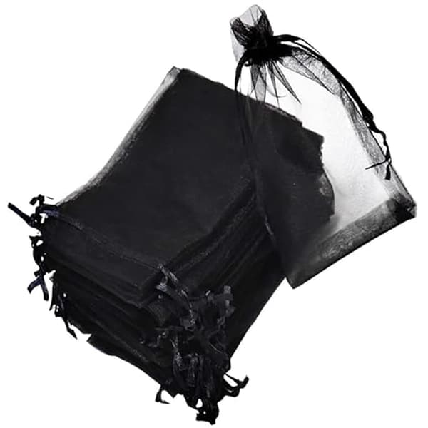 Organza Gift Jewelry Mesh Bags 100 Pack with Drawstring, 10x15cm, Black, Suitable for Baby Shower, Birthday Party Favor, Christmas Gifts, etc