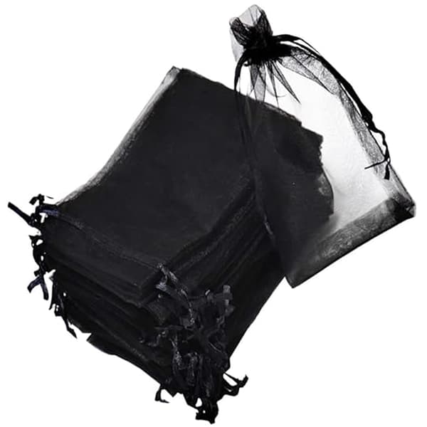 Organza-lahjakorujen verkkopussit 100 kpl kiristysnyörillä, 10x15cm, musta, sopii vauvakutsuihin, syntymäpäiväjuhliin, joululahjoihin jne