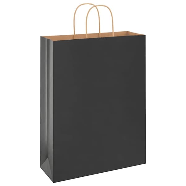 Kraftpapperspåsar 50 st med handtag svart 32x12x42 cm