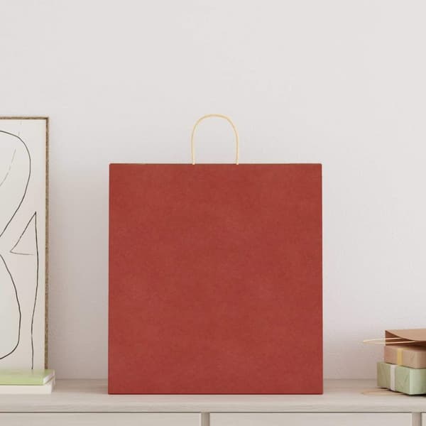 Kraftpapperspåsar 250 st med handtag röd 45x17x48 cm