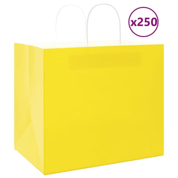 Kraftpapperspåsar 250 st med handtag gul 32x22x28 cm