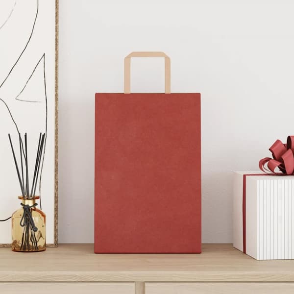 Kraftpapperspåsar 50 st med handtag röd 21x11x31 cm