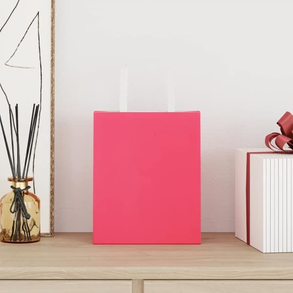 Kraftpapperspåsar 250 st med handtag rosa 18x8x22 cm