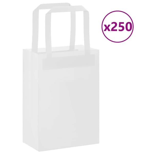 Kraftpapperspåsar 250 st med handtag vit 15x8x21 cm