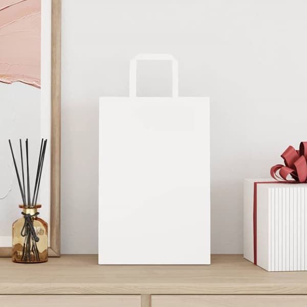 Kraftpapperspåsar 250 st med handtag vit 21x11x31 cm