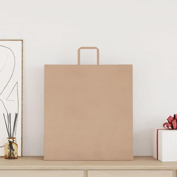 Kraftpapperspåsar 250 st med handtag brun 45x17x48 cm