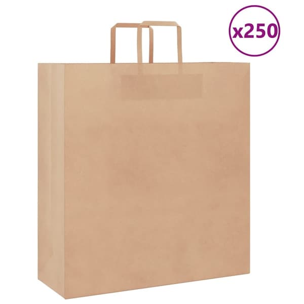 Kraftpapperspåsar 250 st med handtag brun 45x17x48 cm