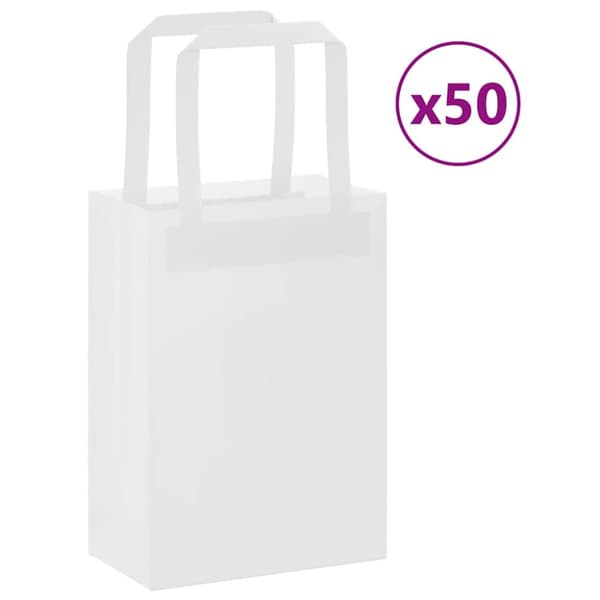 Kraftpapperspåsar 50 st med handtag vit 15x8x21 cm
