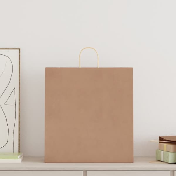 Kraftpapperspåsar 250 st med handtag brun 45x17x48 cm