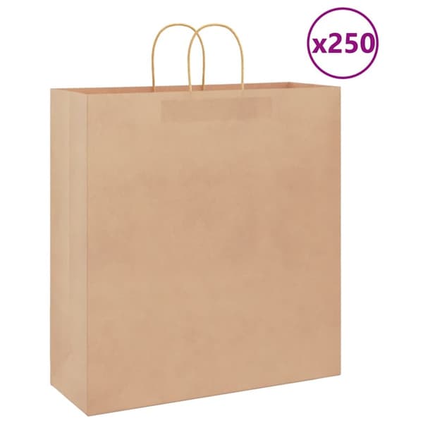 Kraftpapperspåsar 250 st med handtag brun 45x17x48 cm
