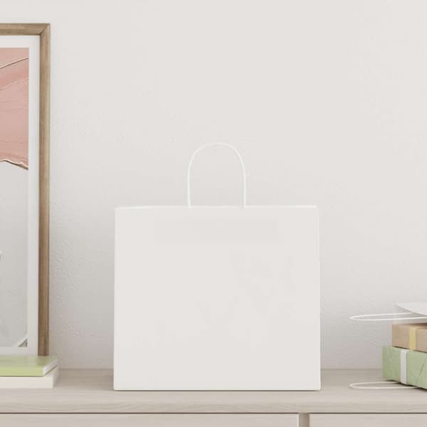 Kraftpapperspåsar 250 st med handtag vit 32x22x28 cm