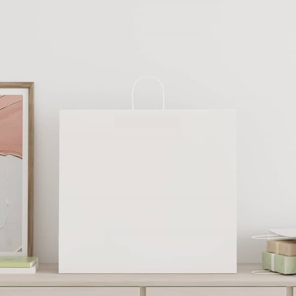Kraftpapperspåsar 250 st med handtag vit 54x15x49 cm