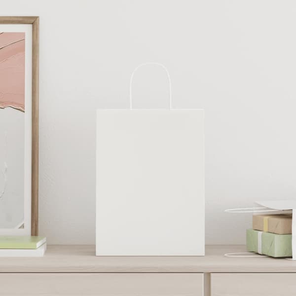 Kraftpapperspåsar 250 st med handtag vit 26x12x35 cm