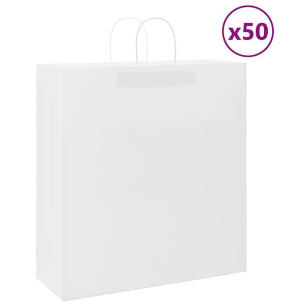 Kraftpapperspåsar 50 st med handtag vit 45x17x48 cm