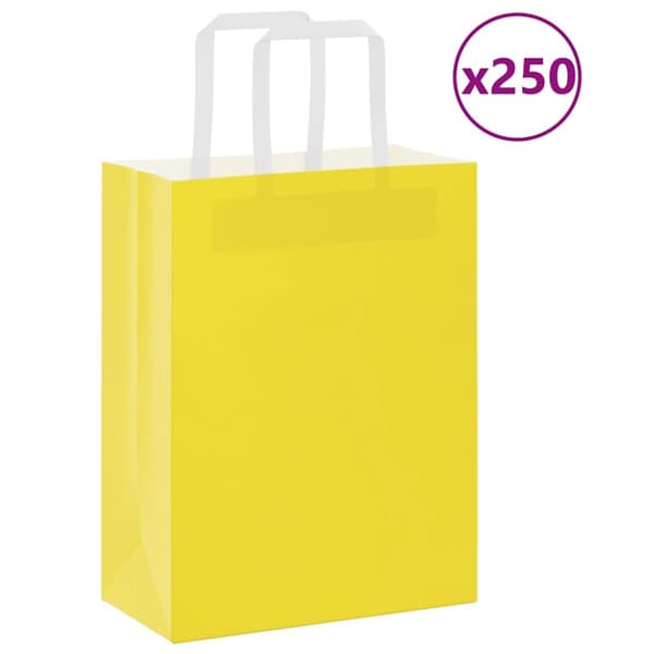 Kraftpapperspåsar 250 st med handtag gul 21x11x28 cm