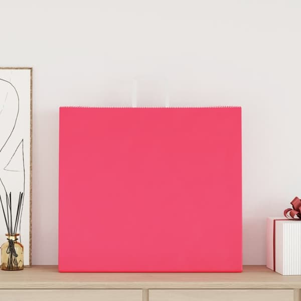Kraftpapperspåsar 50 st med handtag rosa 54x15x49 cm