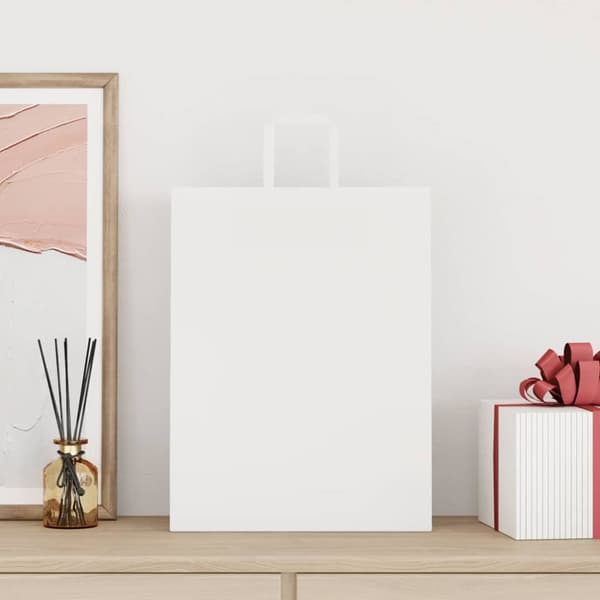 Kraftpapperspåsar 250 st med handtag vit 32x12x42 cm