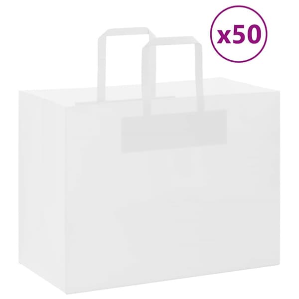 Kraftpapperspåsar 50 st med handtag vit 32x17x25 cm
