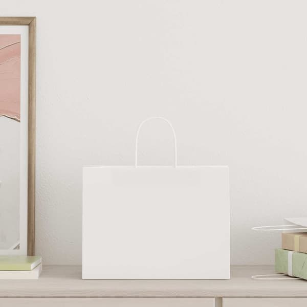 Kraftpapperspåsar 250 st med handtag vit 32x17x25 cm