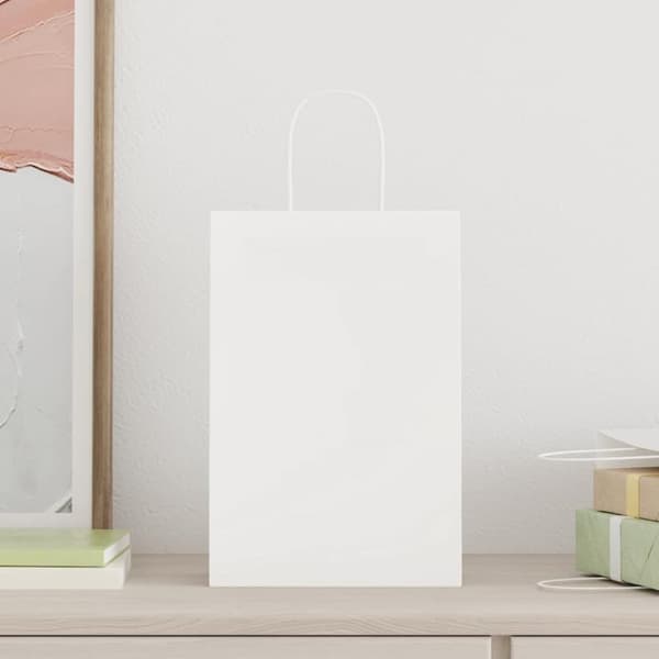 Papperspåsar 50 st med handtag vit 21x11x31 cm