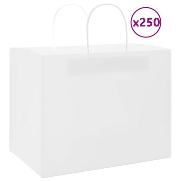 Kraftpapperspåsar 250 st med handtag vit 32x22x24 cm
