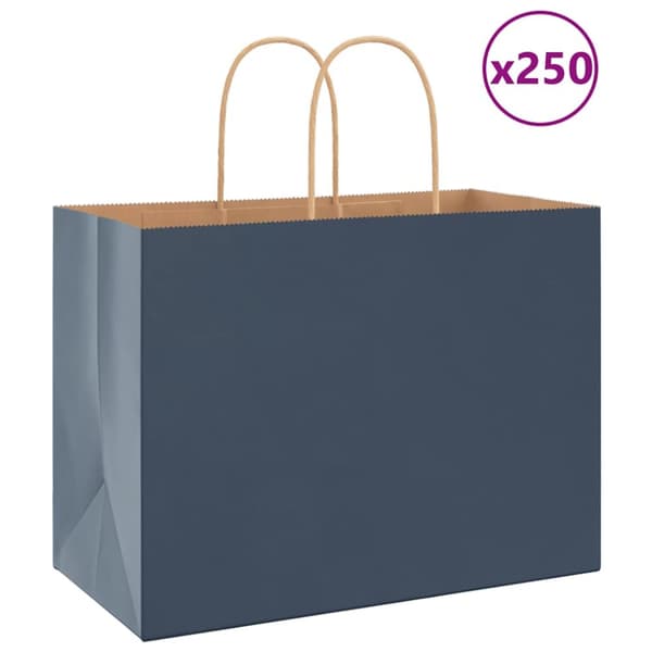 Kraftpapperspåsar 250 st med handtag blå 32x17x25 cm