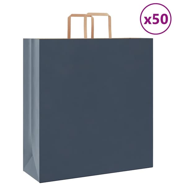 Kraftpapperspåsar 50 st med handtag blå 45x17x48 cm