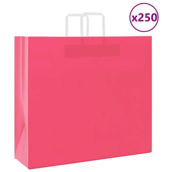 Kraftpapperspåsar 250 st med handtag rosa 54x15x49 cm