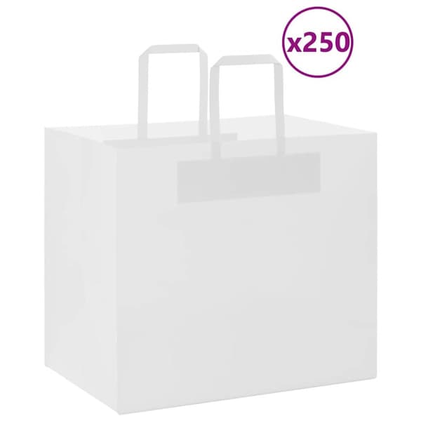 Kraftpapperspåsar 250 st med handtag vit 32x22x28 cm
