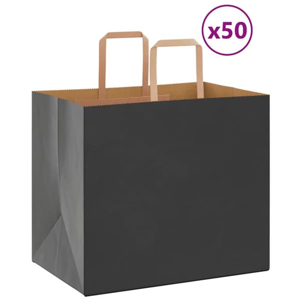 Kraftpapperspåsar 50 st med handtag svart 32x22x28 cm