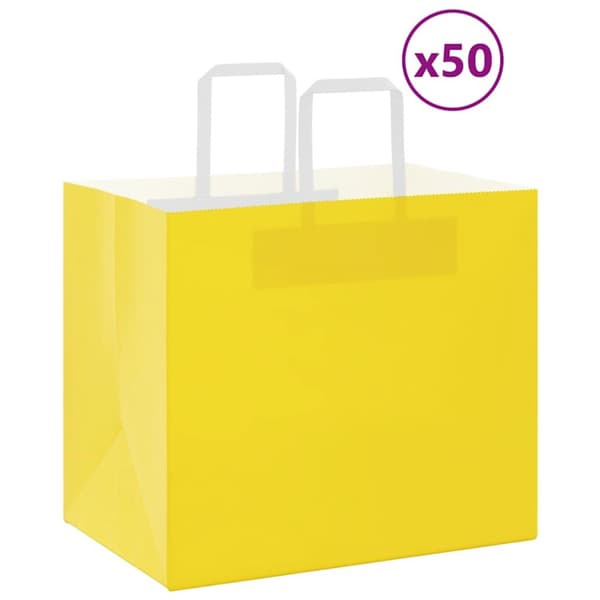 Kraftpapperspåsar 50 st med handtag gul 32x22x28 cm