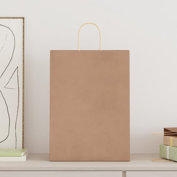 Kraftpapperspåsar 250 st med handtag brun 32x17x44 cm