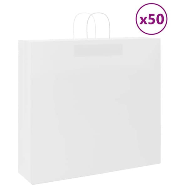 Kraftpapperspåsar 50 st med handtag vit 54x15x49 cm