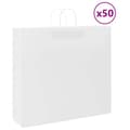 Miniatyrbild 1 av 2: Kraftpapperspåsar 50 st med handtag vit 54x15x49 cm