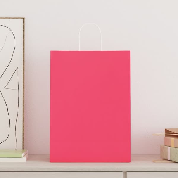 Kraftpapperspåsar 250 st med handtag rosa 32x17x44 cm
